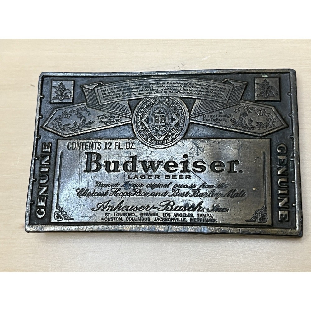 Vintage Budweiser A-168 Belt Buckle King of Beers Anheuser Busch Beer